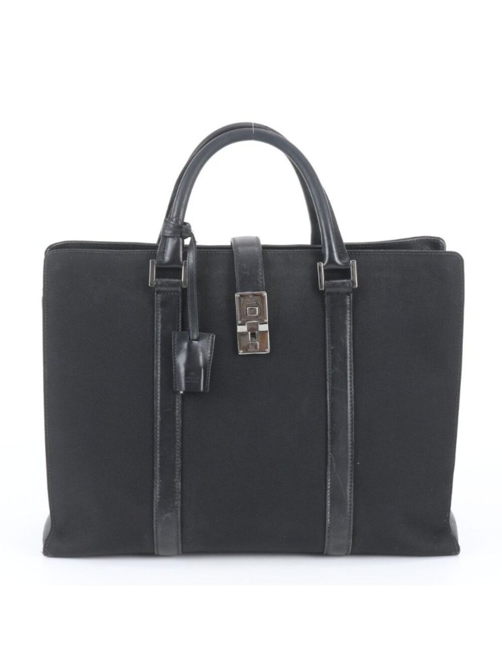 Gucci Leather Nylon Business Bag Document Bag Black